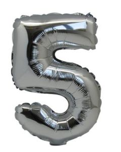 ballon métal argent chiffre 5