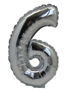 ballon métal argent chiffre 6