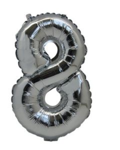 ballon métal argent chiffre 8
