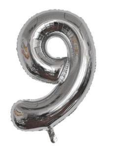 ballon métal argent chiffre 9