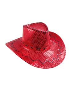 Chapeau cowboy avec strass - rouge