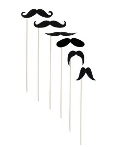 6 moustaches sur bâton - noires
