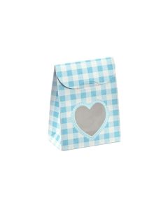 10 Boîtes à dragées ourson bleu fenêtre coeur