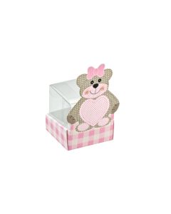 10 Boîtes à dragées transparentes ourson rose