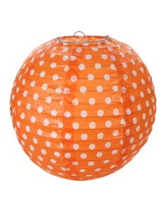 2x Lanterne Papier 20 cm - Pois Orange