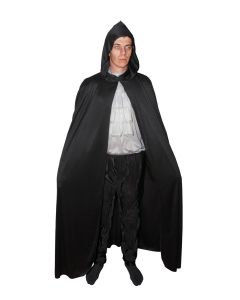 Cape en tissu avec capuche - noire - 150 cm