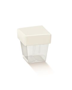 10 Boîtes à dragées transparentes couvercle blanc