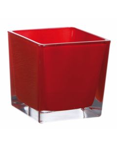 Vase cube rouge – 10 cm