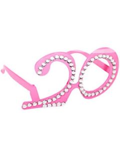 Lunettes roses monture diamant - 20 ans