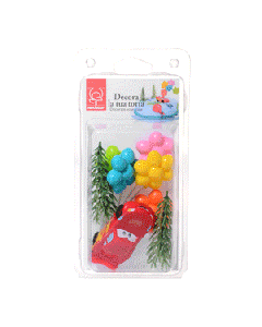 Kit décor pour gâteau Cars avec ballons et sapins