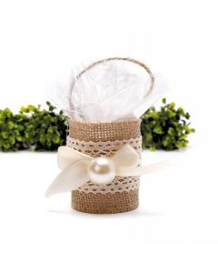 Pochon Jute Cylindrique Perle x1