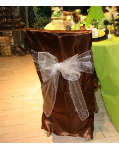 Housse chaise satin chocolat
