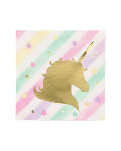 16 x Serviette Dessert Licorne Rainwow