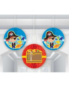 3 Décorations en nid d'abeille pirate