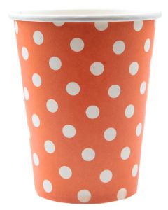 10 gobelets motif pois - orange