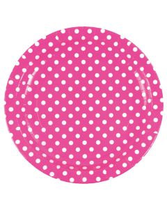 10 assiettes pois fuchsia