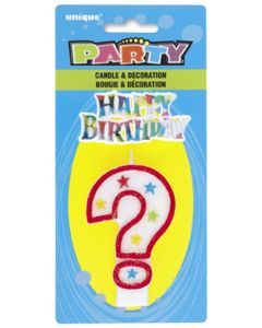 Décor "Happy Birthday" et bougie "?"