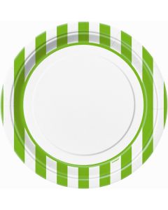8 assiettes rayées vert - Ø 23 cm