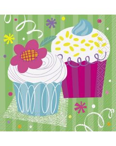 16 serviettes de table Birthday Cupcake