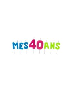 Bougies lettres sur piques "Mes 40 ans"