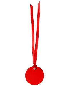 Etiquette Dragees Ronde Ruban x12 - rouge