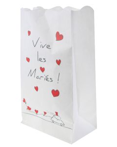 Lanterne en papier Vive les mariés - blanc - x 6
