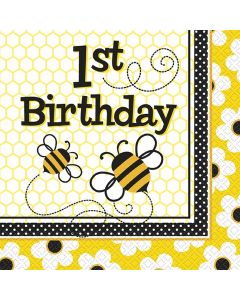 16 serviettes de table Abeille 1st Birthday