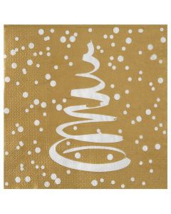 Serviettes de table motif sapin coloris or x20