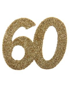Lot de 6 confettis pailletés anniversaire 60 ans - or 