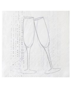 Lot de 20 serviettes champagne - blanches