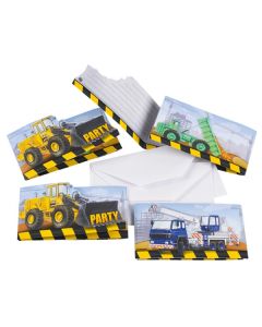 8 Cartes d'invitation camions de chantier 