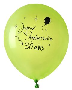 8 ballons Joyeux anniversaire 30 ans - vert