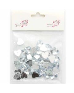 Lot de 50 coeurs Strass Argent