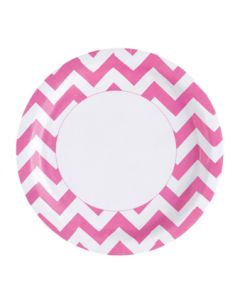 assiettes jetable fuchsia chevrons