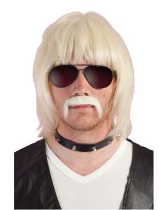 Perruque et moustache couleur blond