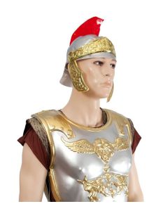 Casque romain or et argent avec crête