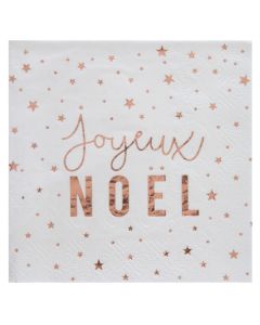 Lot de 20 serviettes "Joyeux Noël" - Cuivre
