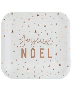 Lot de 10 assiettes "Joyeux Noël" - cuivre