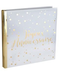 Livre d'or Joyeux anniversaire blanc et or