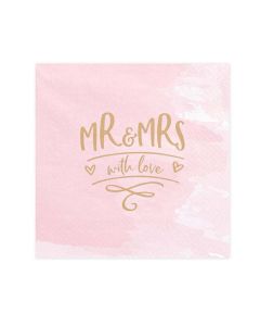 x20 Serviettes papier Rose Mr&Mrs