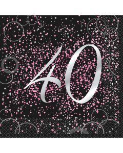 16 serviettes anniversaire 40 ans confettis roses