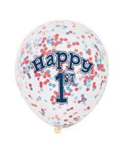 6 ballons à confettis 1er anniversaire mer
