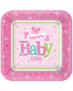 8 assiettes welcome baby girl