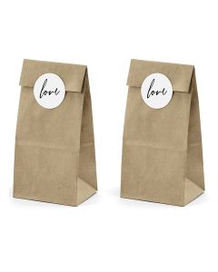 6 Sacs kraft avec autocollants love