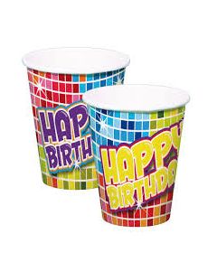 6 gobelets Happy Birthday - 250 ml