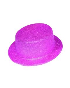 Chapeau haut de forme à paillettes fuchsia