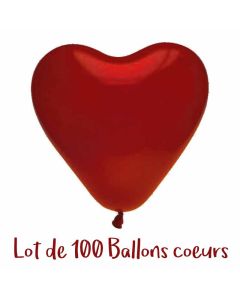 x100 Ballon de Baudruche cœur Rouge cerise