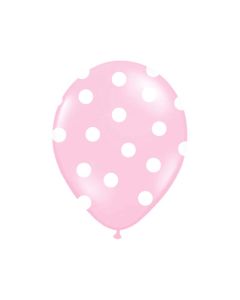 x6 Ballon de baudruche Rose avec pois blanc