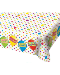 Nappe Happy Birthday à pois 130 cm x 180 cm 