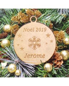 Boule Noël Personnalisable en bois Etoile